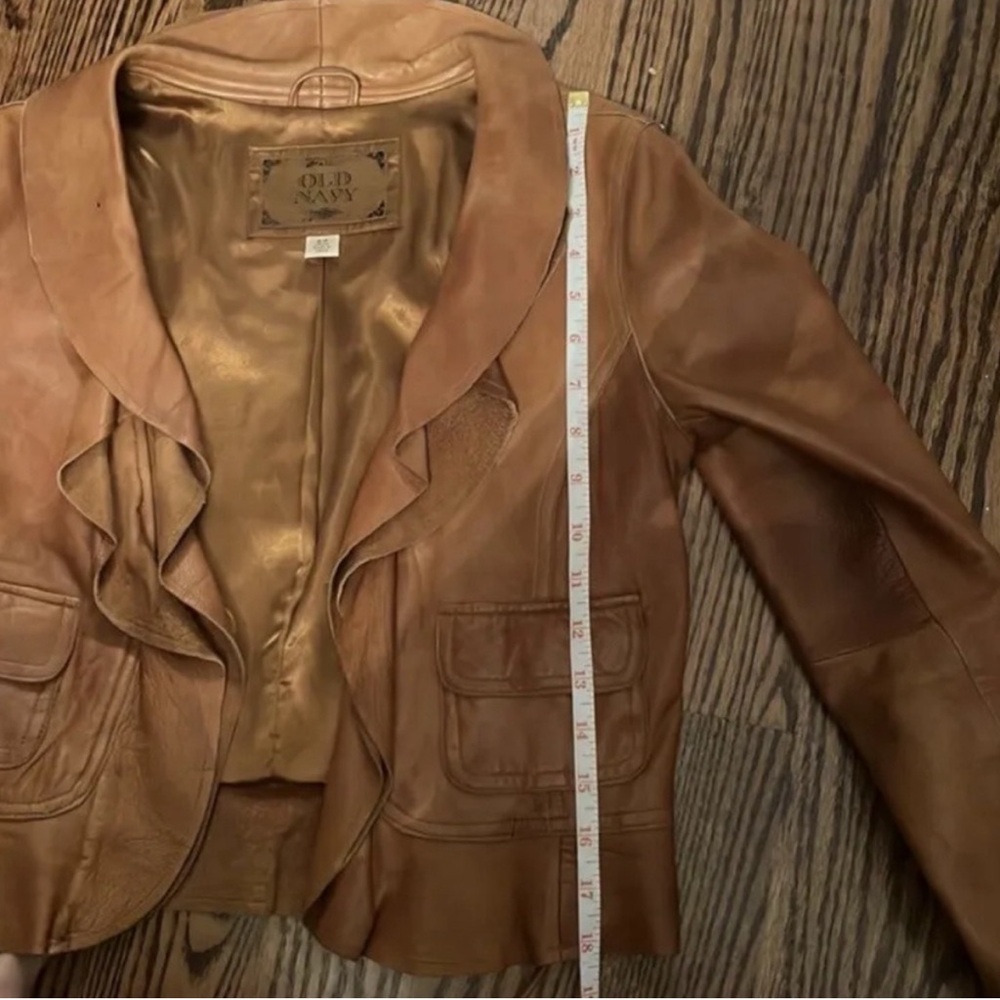 Old Navy Brown Leather Tie-Front Jacket - Picture 12 of 12
